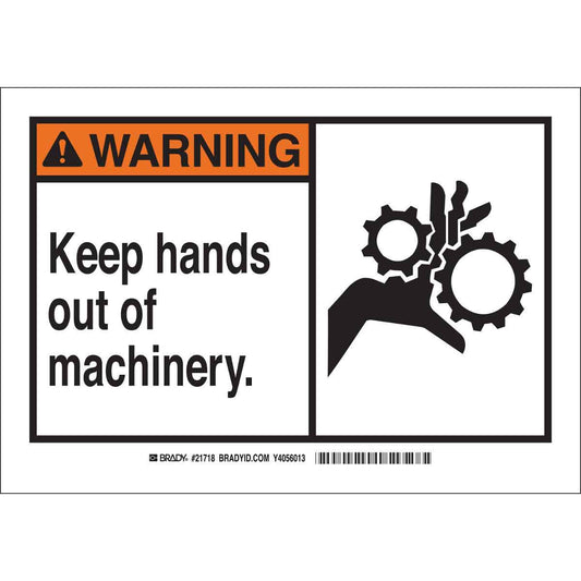 B120 7X10 ANSI BLK,ORN/WHT KEEP HANDS