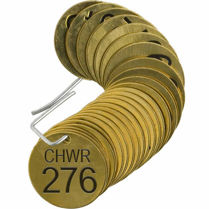 STAMPED BRASS VALVE TAG CHWR 276-300