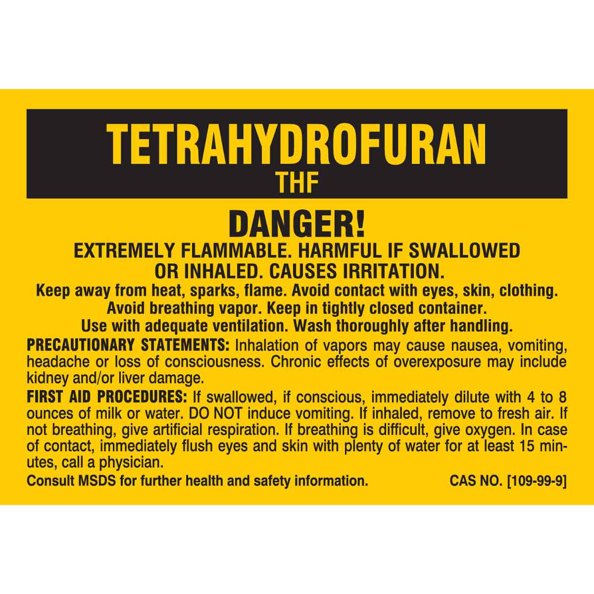 B-302 3.5X5 25/PK TETRAHYDROFURAN LABEL