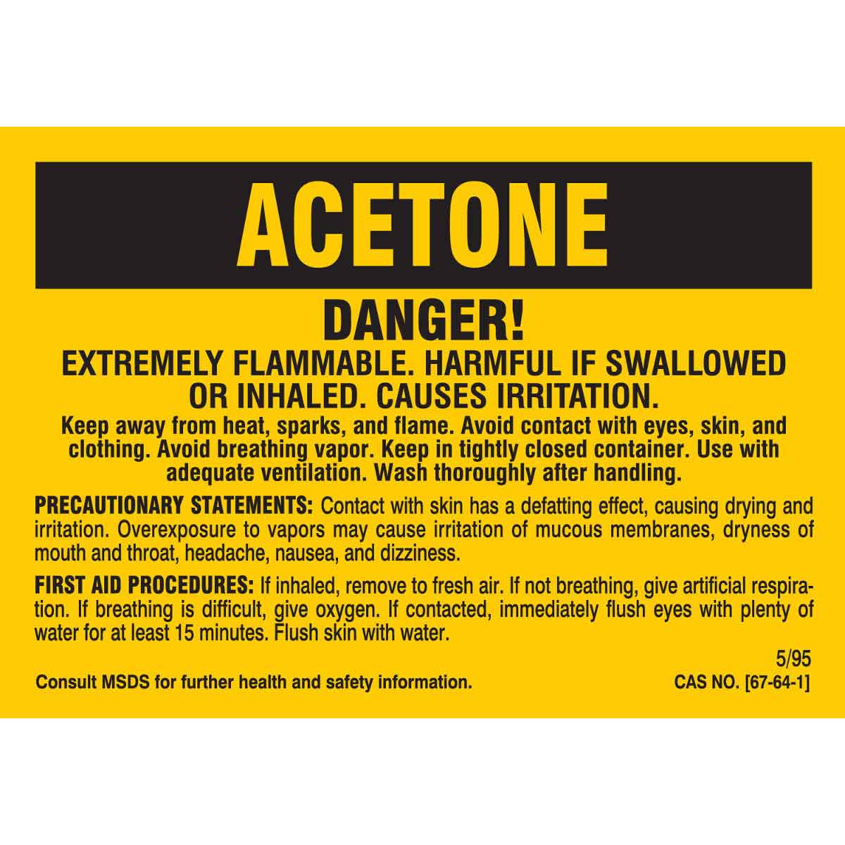 B-302 3.5X5 25/PK ACETONE LABEL