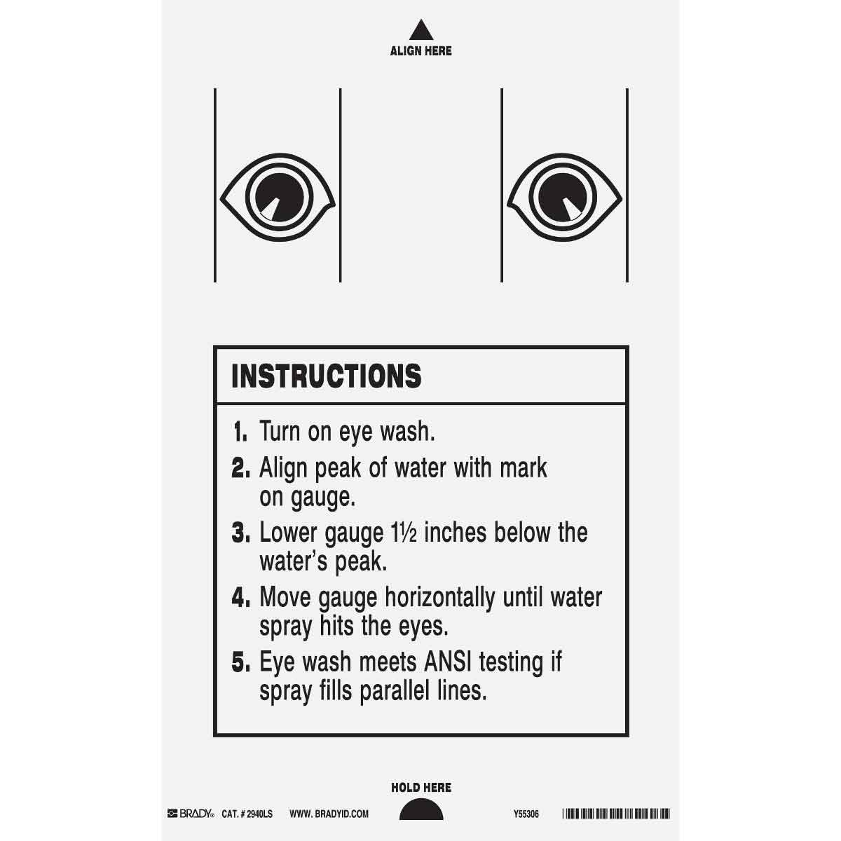 PLASTIC 6.5X4 BLK/WHT EYEWASH TESTER