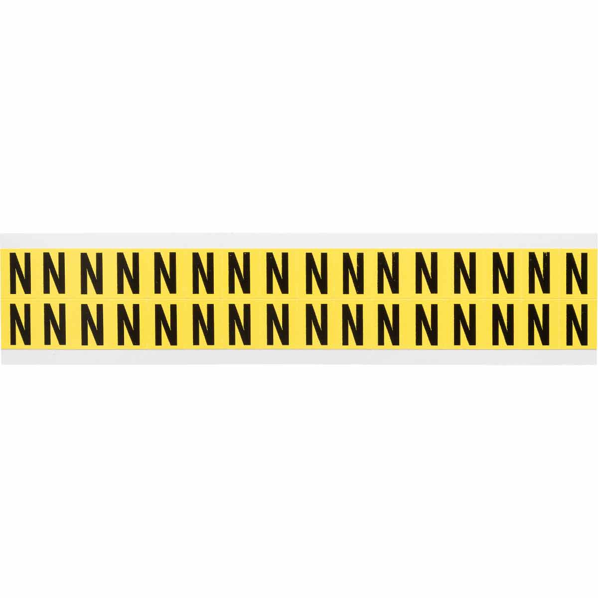 0.625" Vinyl N&L Black on Yellow N 32/PK