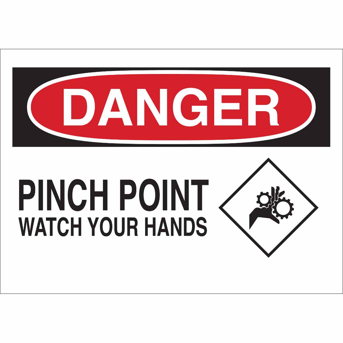 B120,7X10,RED,BLK/WHT,PINCH POINT