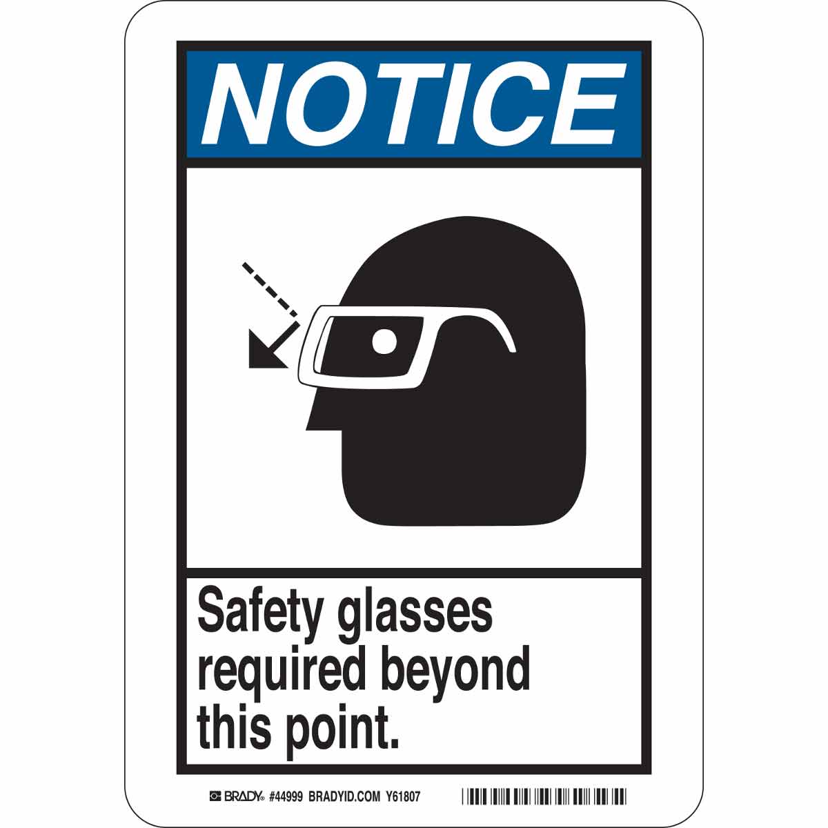 B555 14X10 ANSI BLK,BLU/WHT SAFETY GLASS