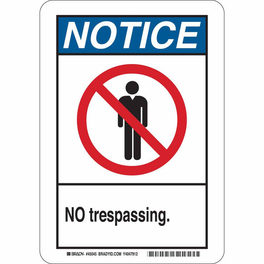 B555 14X10 ANSI BLK,BLU,RED/WHT NO TRESP