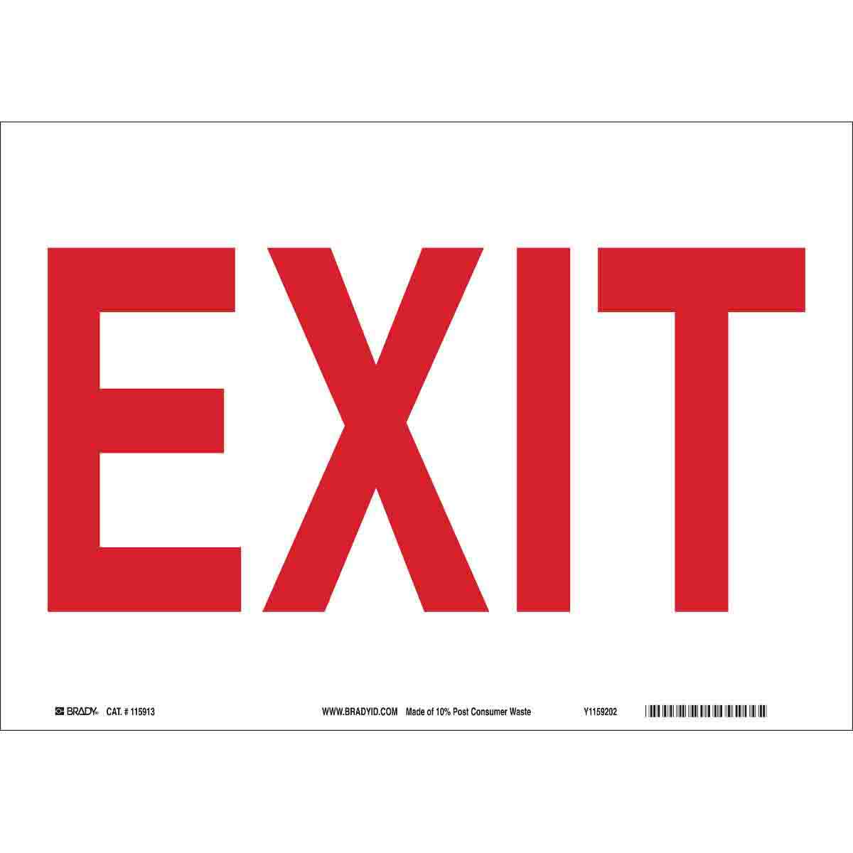 B120,10"H X 14"W, RED/WHT, EXIT SIGN