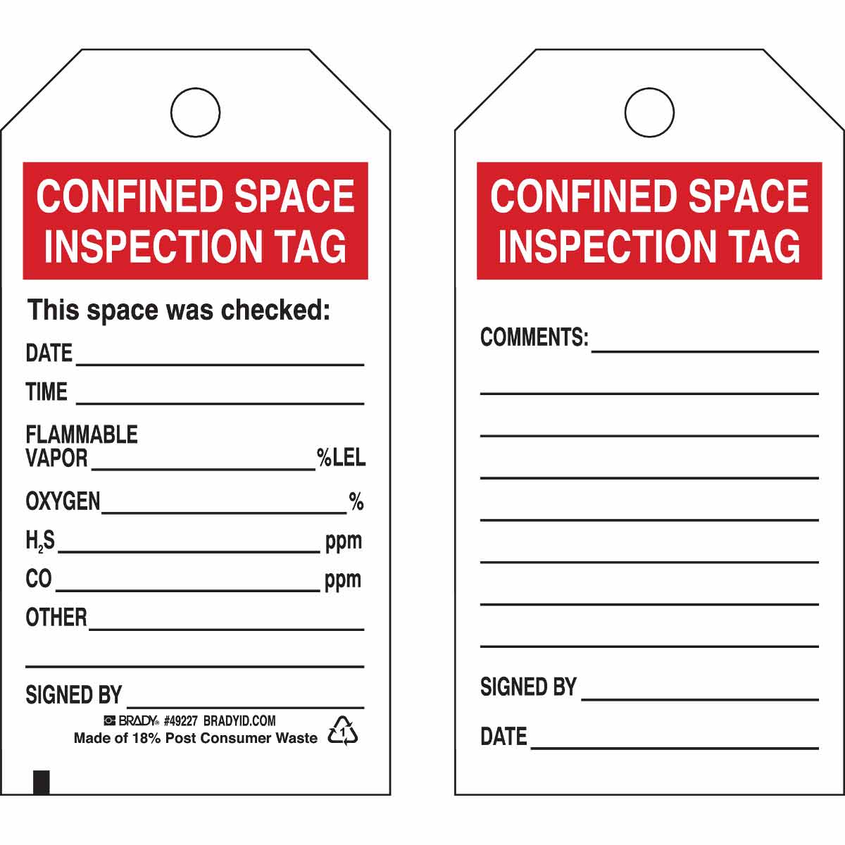 TAG B851 5.75X3 BLK/RED/WHT 2-SIDE 25/PK