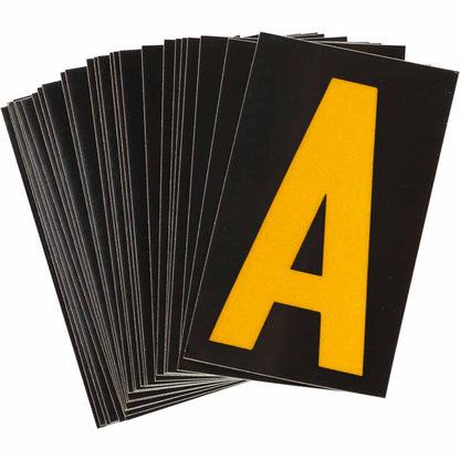 1 in Plastic N&L Yellow on Black A 25/PK