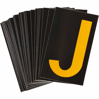 1 in Plastic N&L Yellow on Black J 25/PK