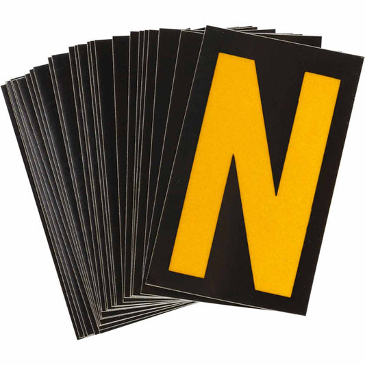 1 in Plastic N&L Yellow on Black N 25/PK