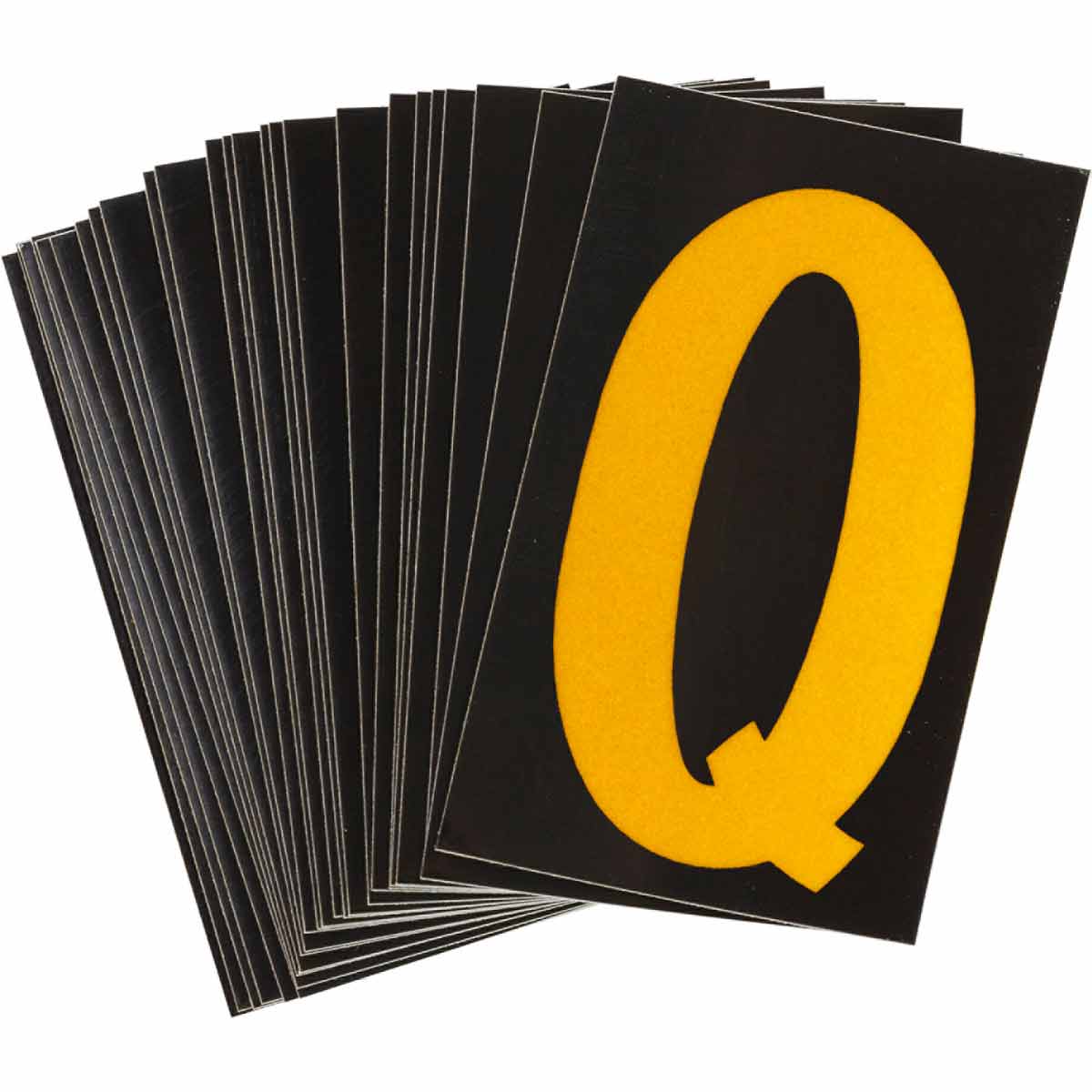 1 in Plastic N&L Yellow on Black Q 25/PK