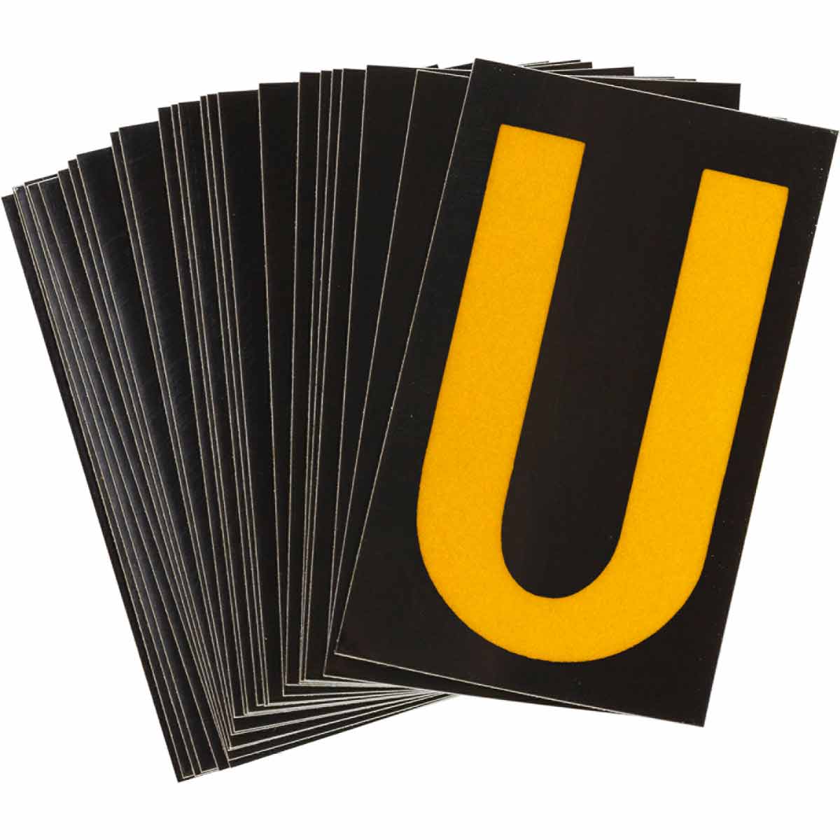 1 in Plastic N&L Yellow on Black U 25/PK