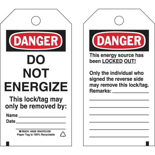 TAG B837 5.75X3 DO NOT ENERGIZE 25PK