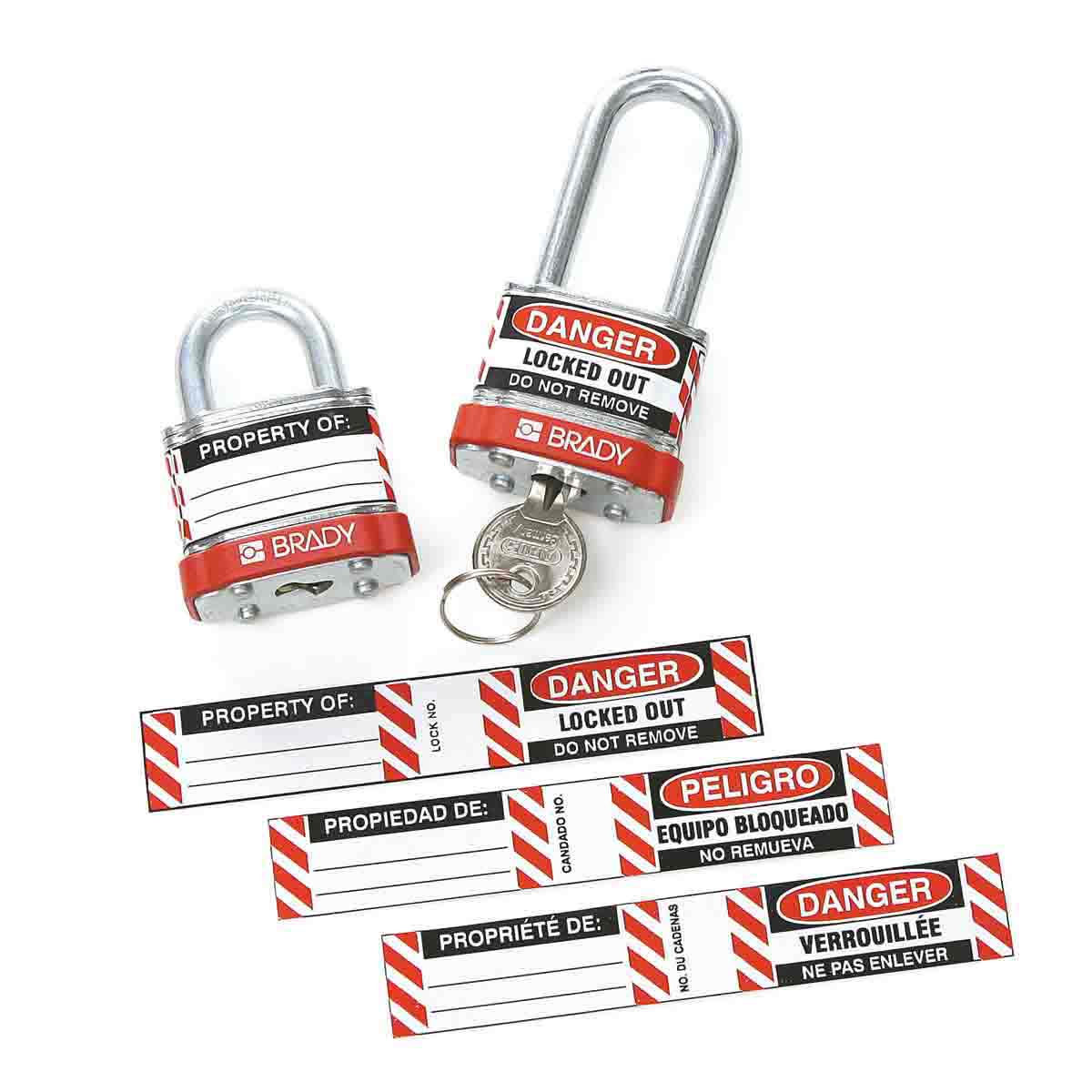 Padlock Labels Vinyl PELIGRO Spanish 6PK