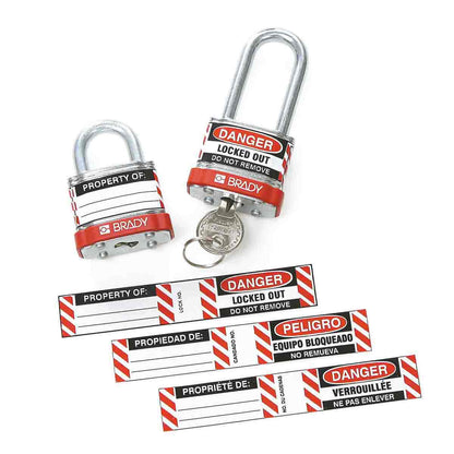 Padlock Labels Vinyl PELIGRO Spanish 6PK