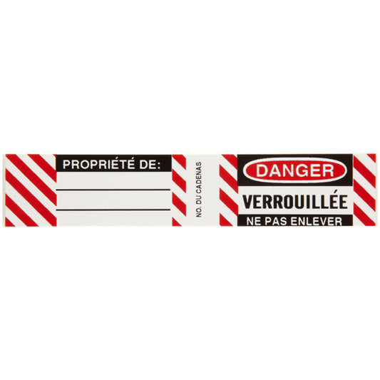 Padlock Labels Vinyl DANGER French 6PK