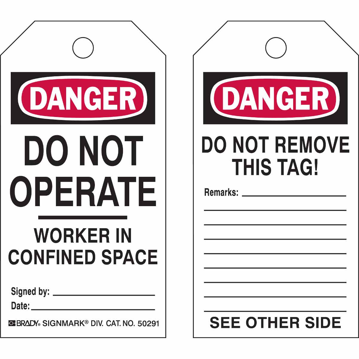 TAG B837 5.75X3 BLK/RED/WHT 2SIDE 25/PK