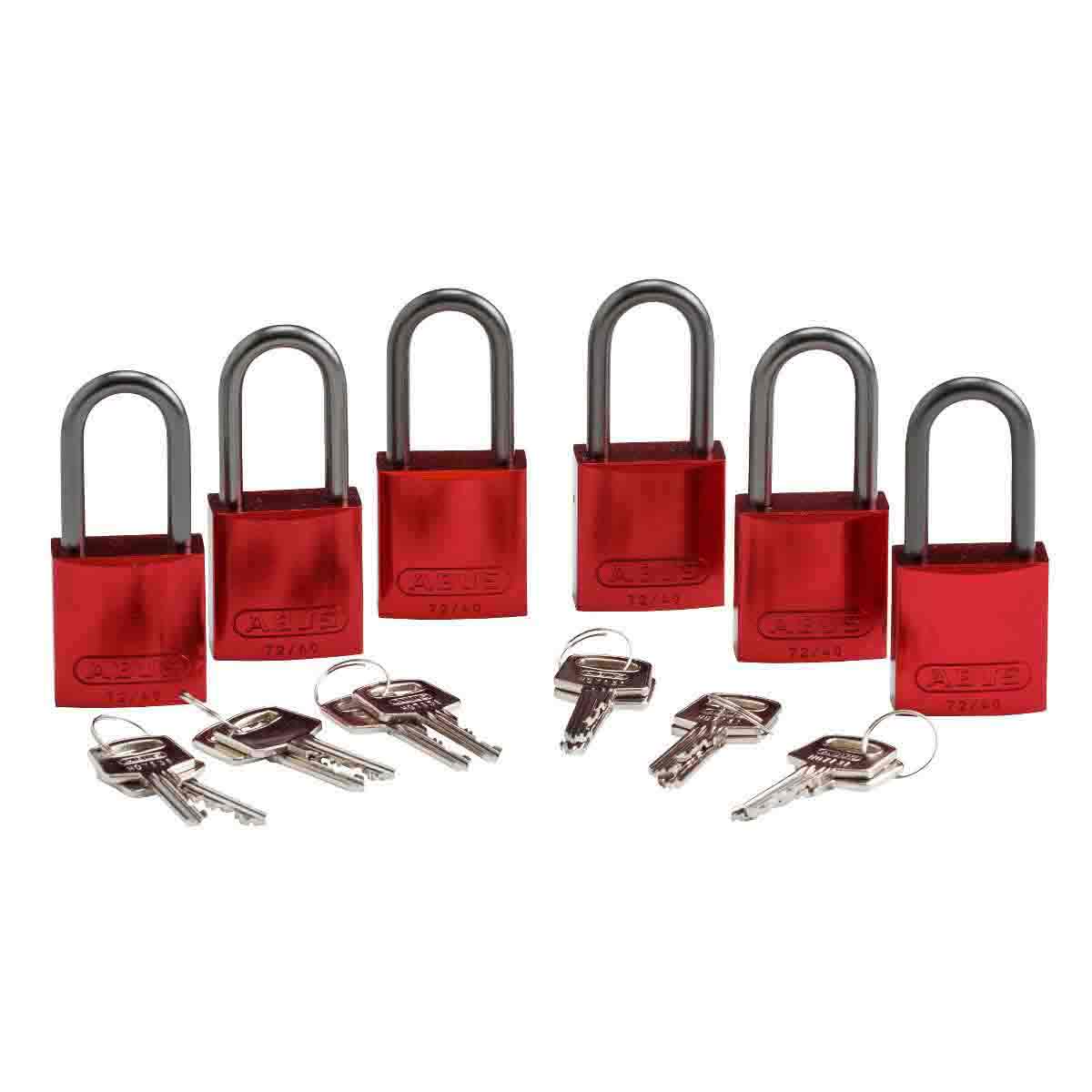 Alum Padlock 1.5" Alum Shackle KD RD 6PK