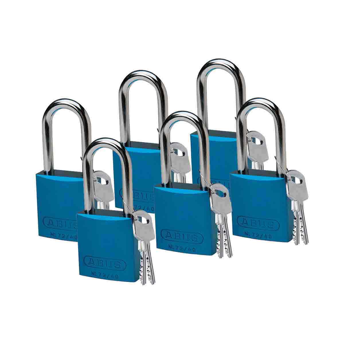 Alum Padlock 1.5" Alum Shackle KD BU 6PK