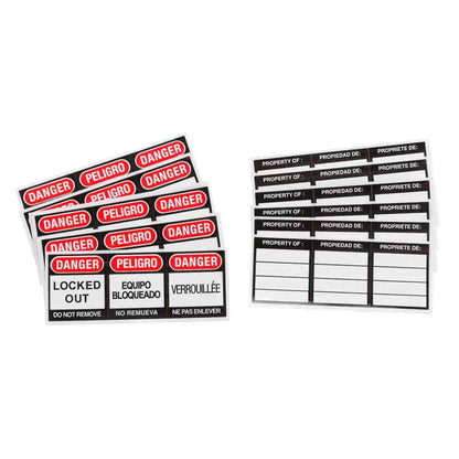 Padlock Labels DANGER Eng,Frn,Spn 6PK