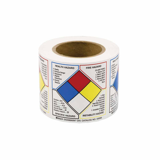 B235 NFPA LABEL 4"X4" 500/ROLL