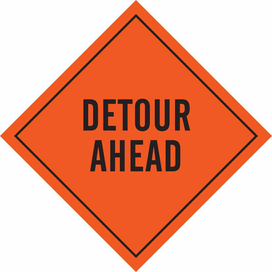 SIGN, DETOUR AHD,BLK/ORG,48X48MESH