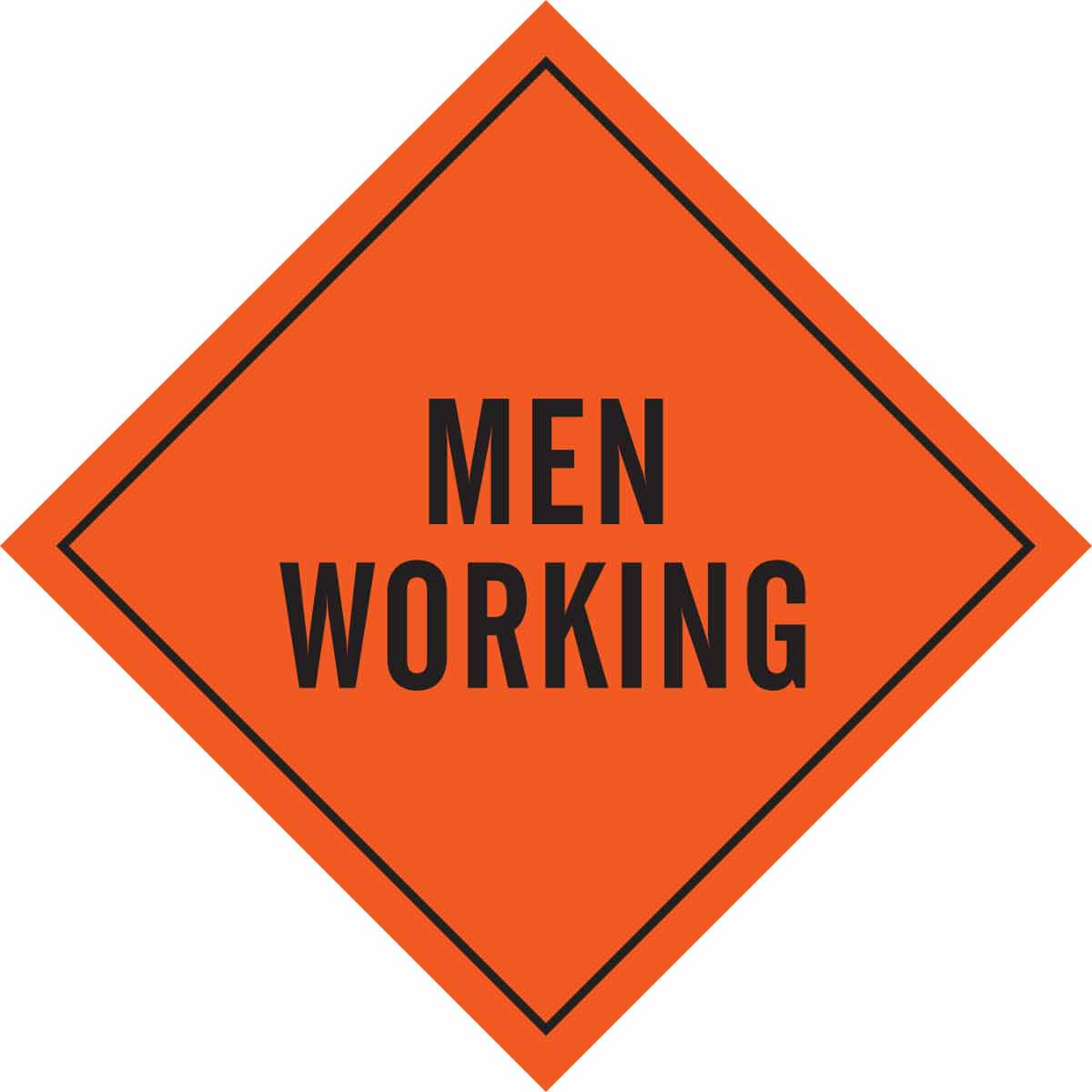 MEN WORKING SIGN BLK/ORG 36X36 MESH