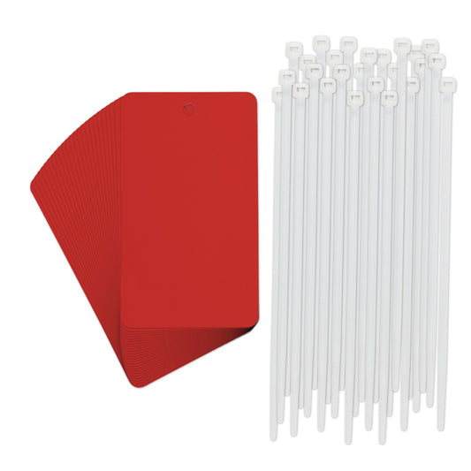 Metal WO Tags 5 in H x 3 in W Red 25/PK