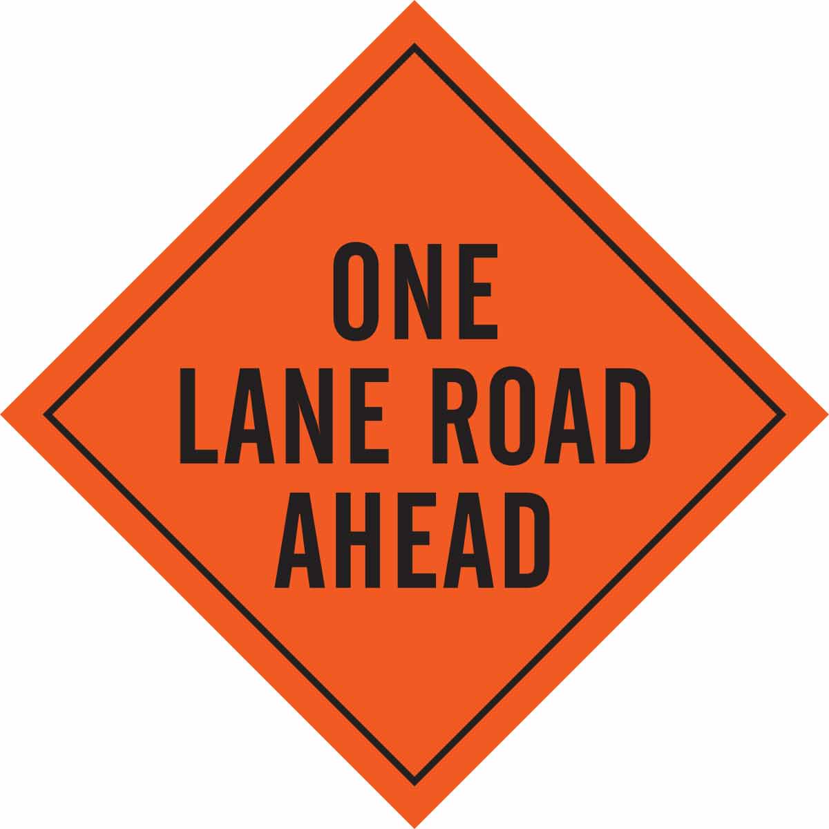 SIGN, LANE RD AHD,BLK/ORG,48X48MESH