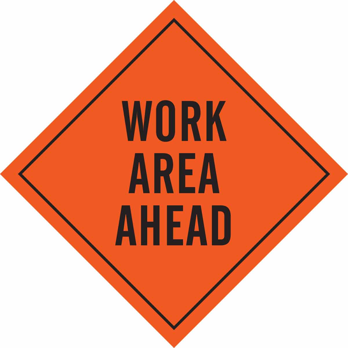 SIGN, WRK AREA AHD,BLK/ORG,48X48MESH