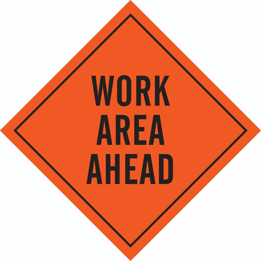 SIGN, WRK AREA AHD,BLK/ORG,48X48MESH