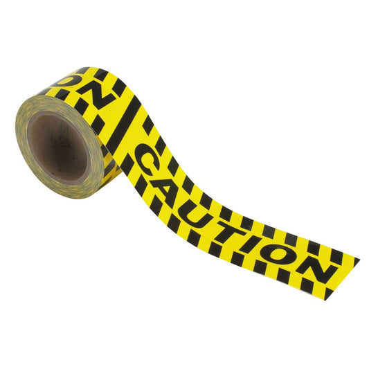 B950 3"X60' BLK/YEL CAUTION AISLE TAPE