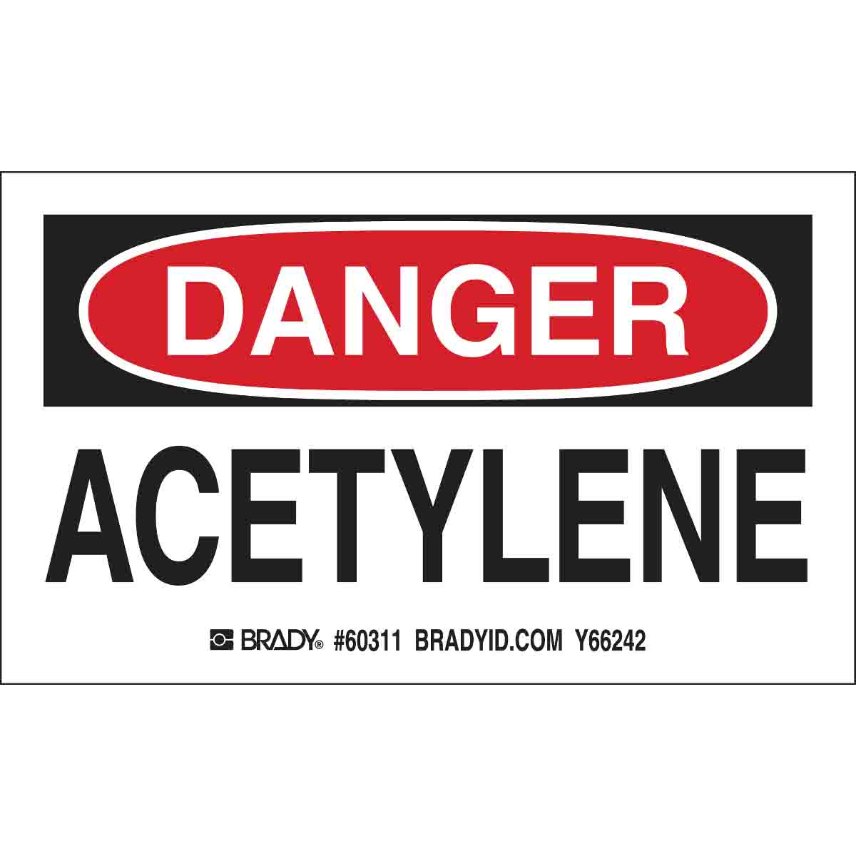 B235,3"X5", ACETYLENE LABEL, 10/PKG