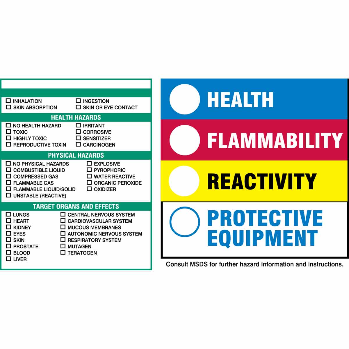 B235, 6X6", TARGET ORGAN LABELS,100/PKG