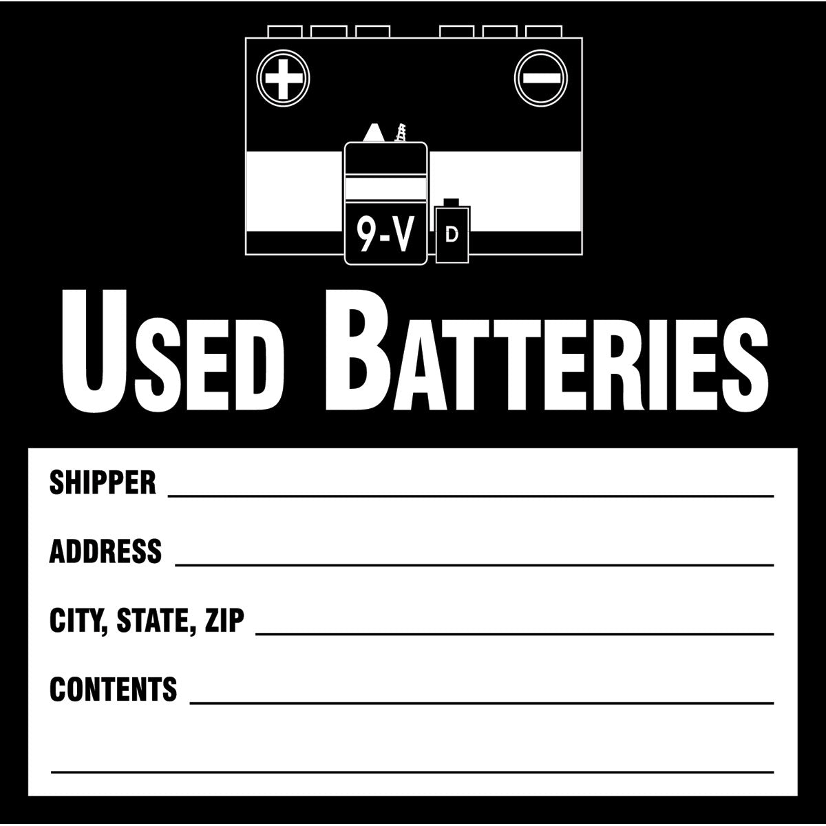 B235 6X6 BLK/WHT 100/PKG USED BATTERIES