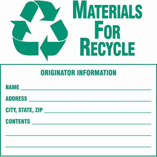 B7569 6X6 GRN/WHT RECYCLE LABEL 100/PKG