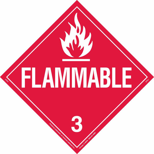 B120,10.75X10.75,WHT/RED,FLAMMABLE 3