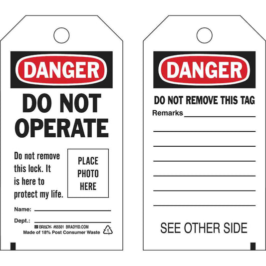 DANGER TAG 5.75X3 2SD 1FLAP 10PK