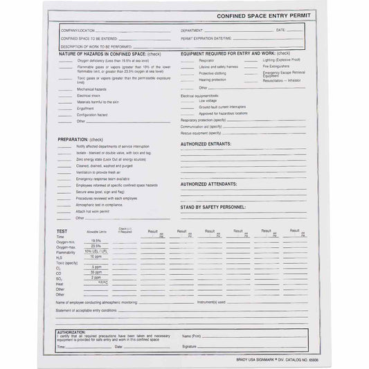 CONFINED SPACE ENTRY PERMIT