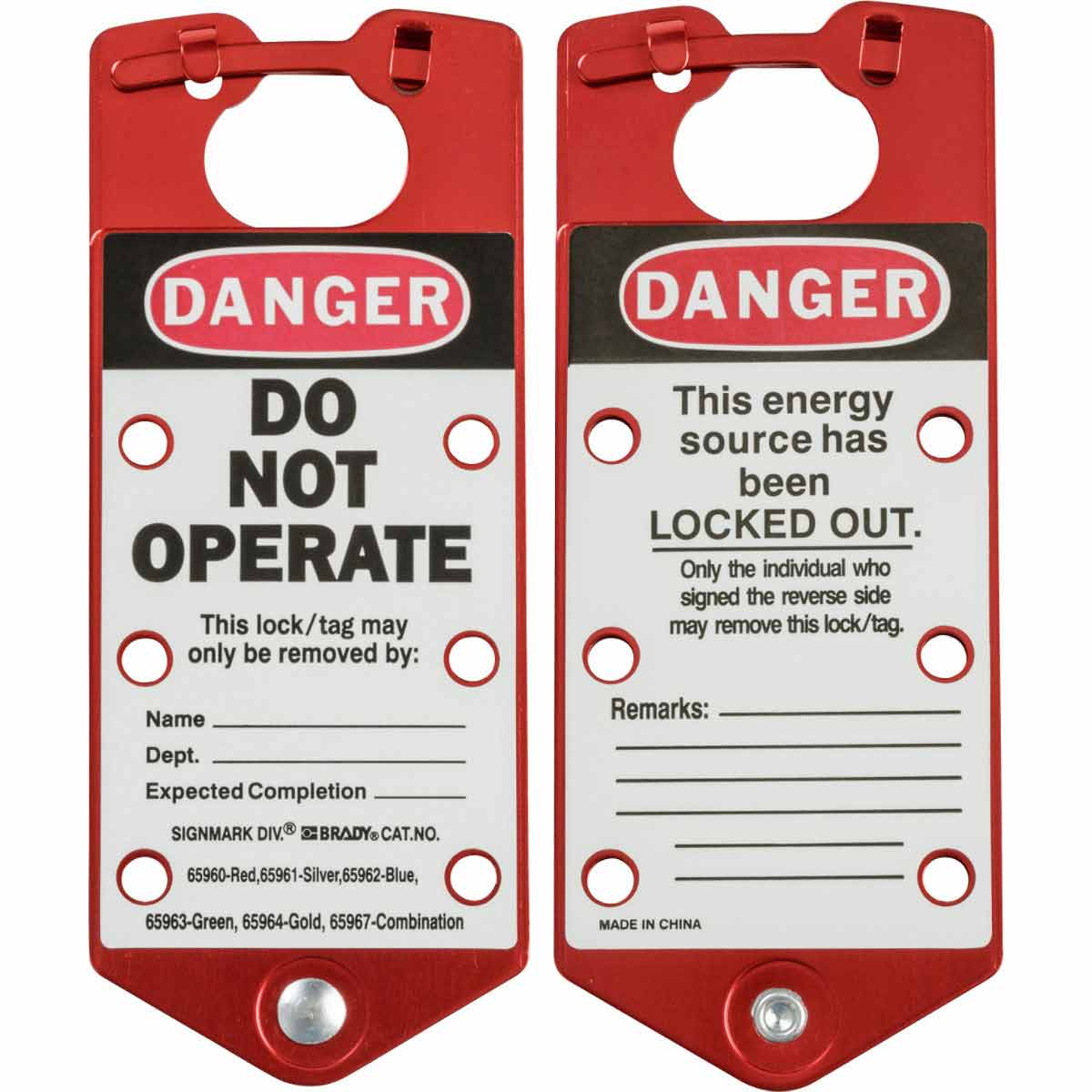 RED LABELLED LOCKOUT HASP ALUMINIUM