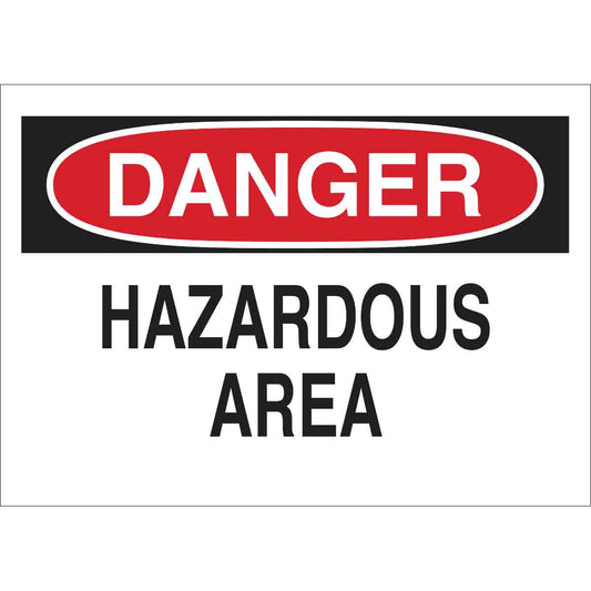 B120,10X14,RED,BLK/WHT,HAZARDOUS AREA