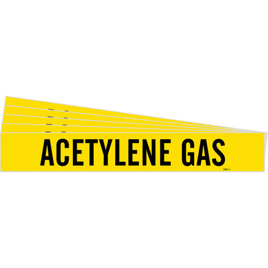 ACETYLENE GAS Pipe Marker 1 BK on YL PK