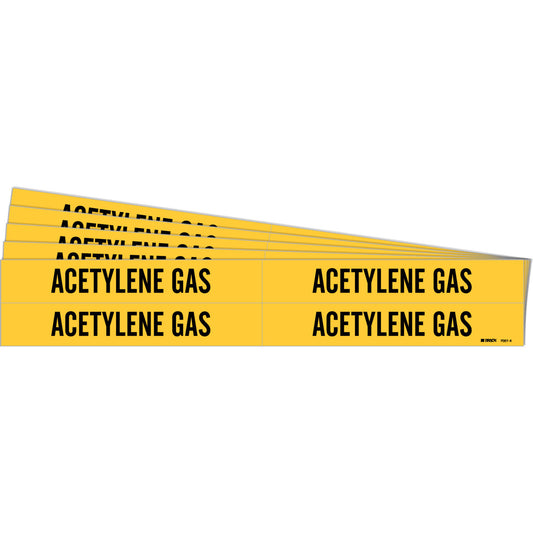 ACETYLENE GAS Pipe Marker 4 BK on YL PK