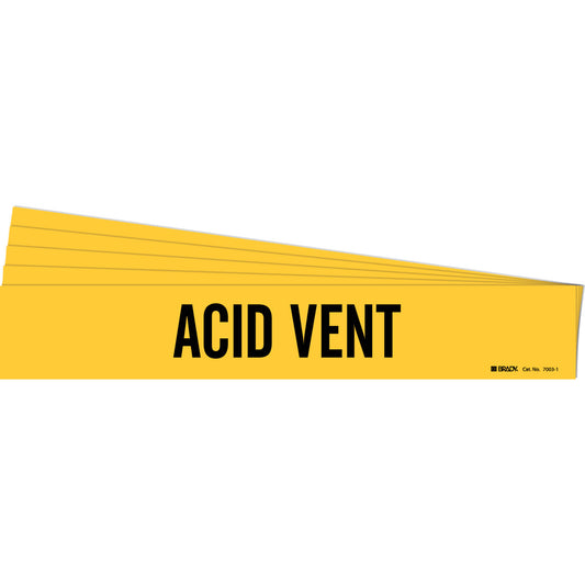 ACID VENT Pipe Marker Sty 1 BK on YL PK