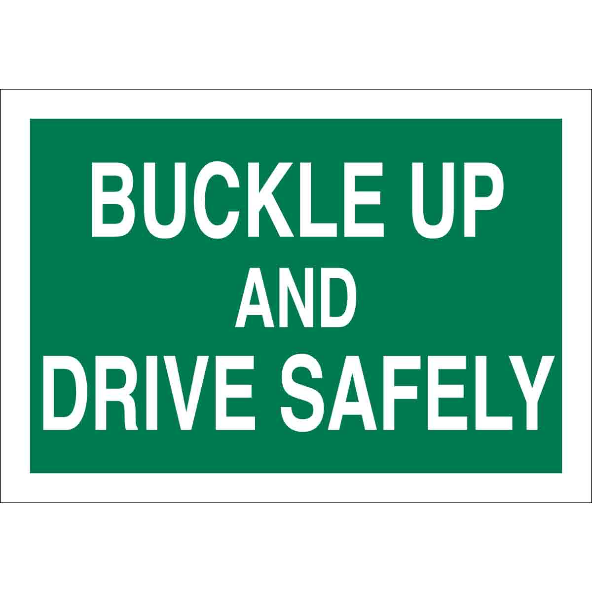 B120,14X20,GRN/WHT,BUCKLE UP AND DRIVE