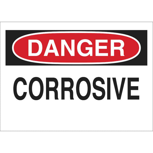 B401 10X14 RED/BLK/WHT DANGER CORROSIVE