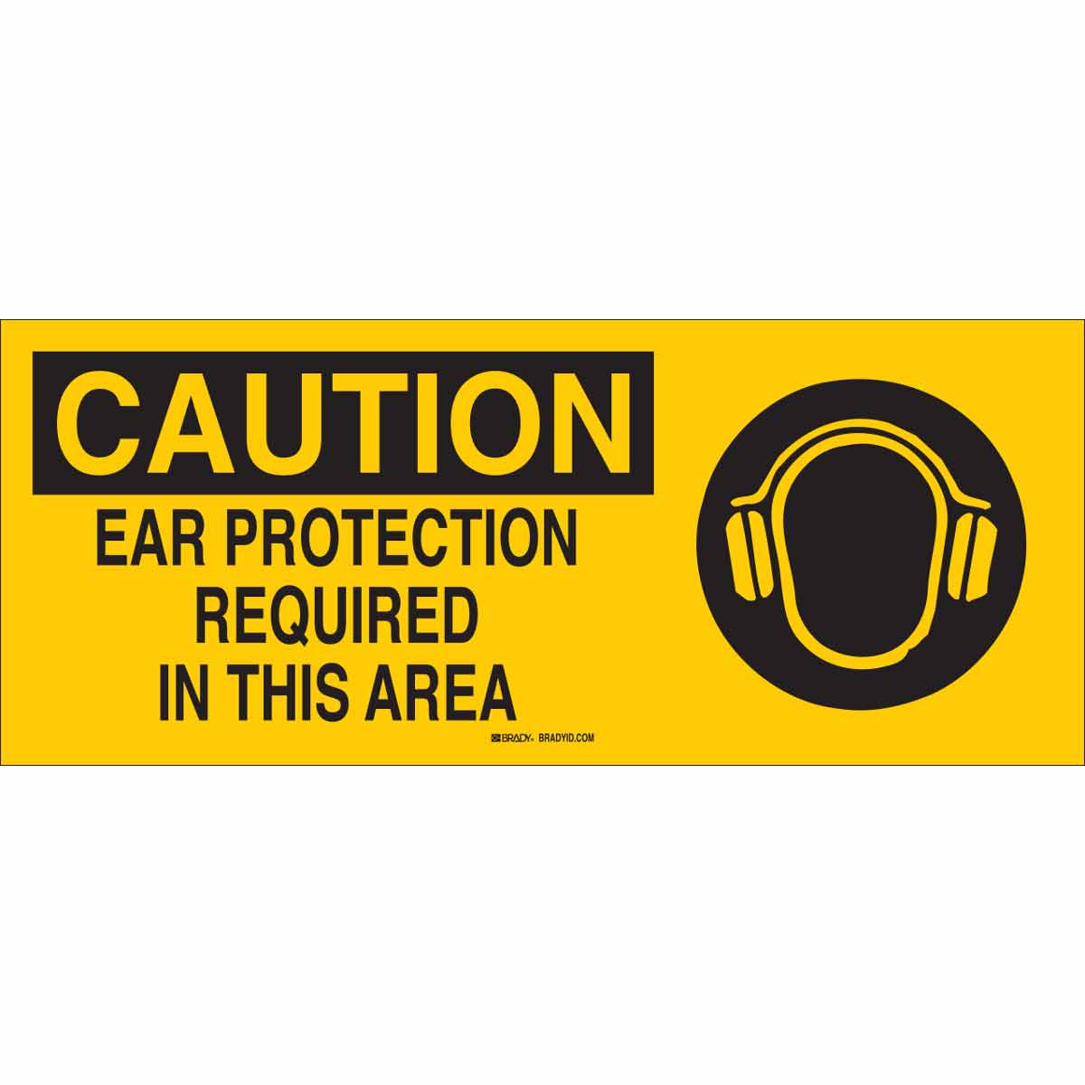 B120,7X17,BLK/YEL,EAR PROTECTION REQUIRE