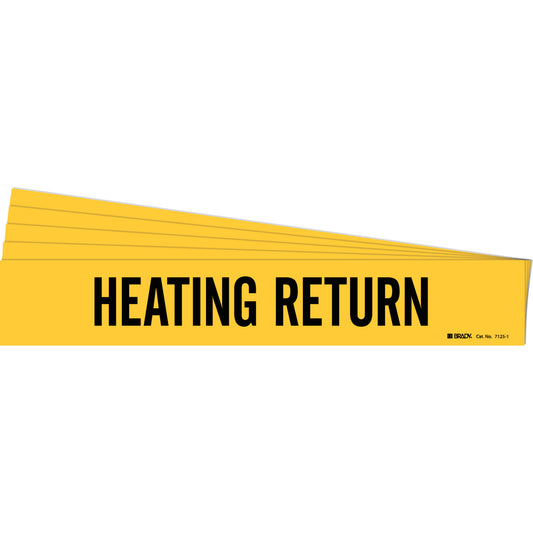 HEATING RETURN Pipe Marker 1 BK on YL PK