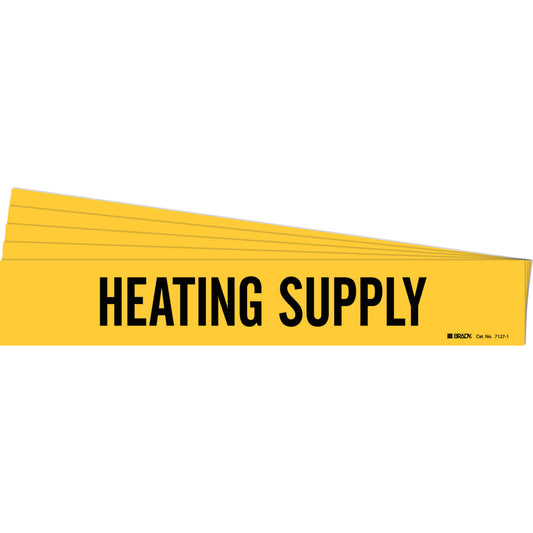 HEATING SUPPLY Pipe Marker 1 BK on YL PK