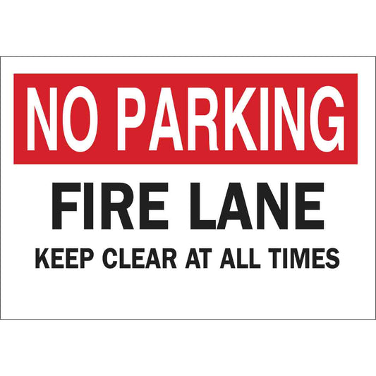 B555 10X14 RED/BLK/WHT NO PARKING FIRE L